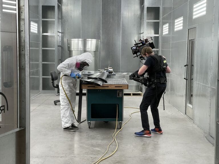 Filming a customer at work in their own facility