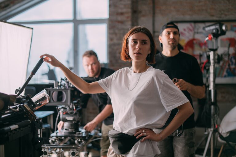 Crew filming a wellness product and demonstration