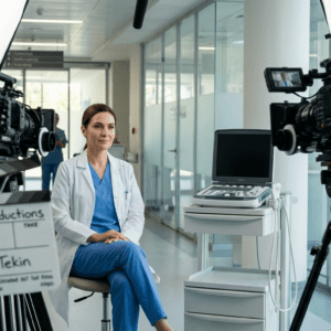 Recruitment video filming with a staff member on camera