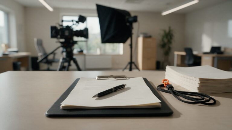 Release and claims paperwork prepared before a wellness shoot